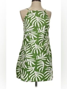🔘Green Tropical Print Halter Dress - Stylish Summer Dress